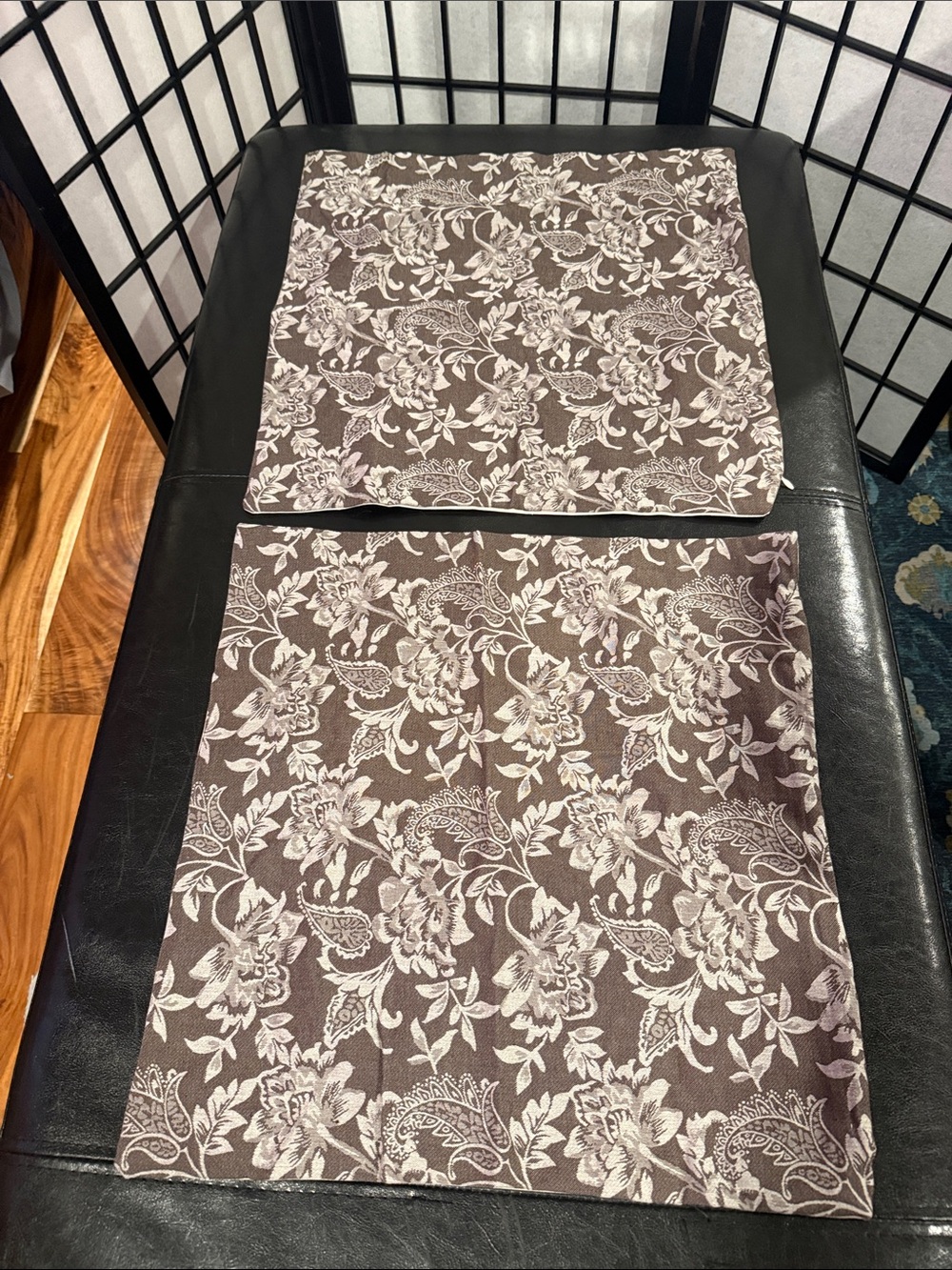 Elegant Floral Duvet Cover Panel in Brown and Cream